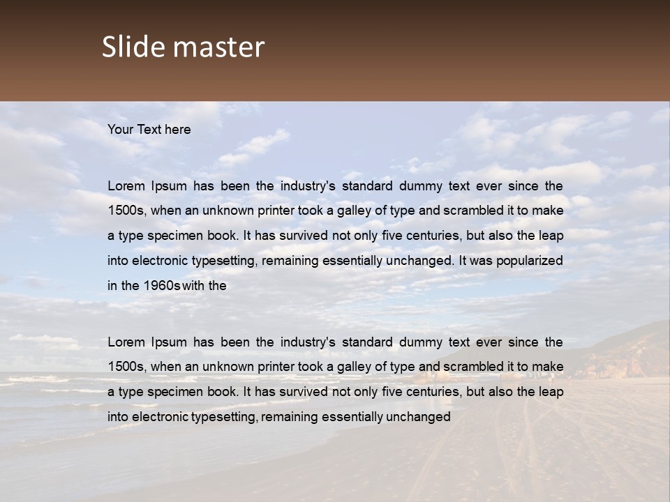 A Picture Of A Beach With Clouds In The Sky PowerPoint Template