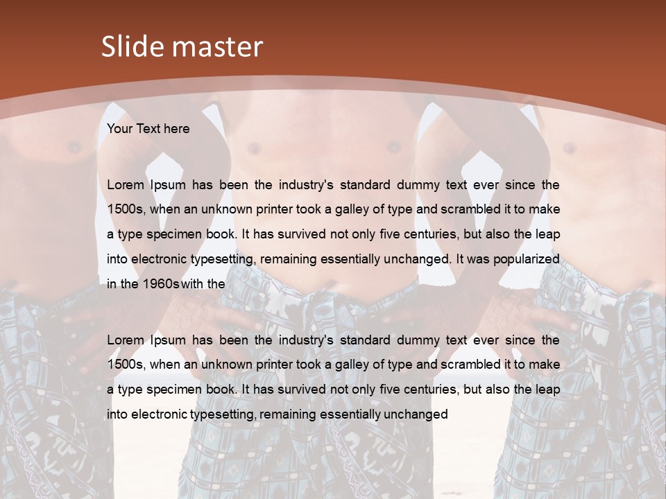 A Man With No Shirt Standing In Front Of Three Other Men PowerPoint Template