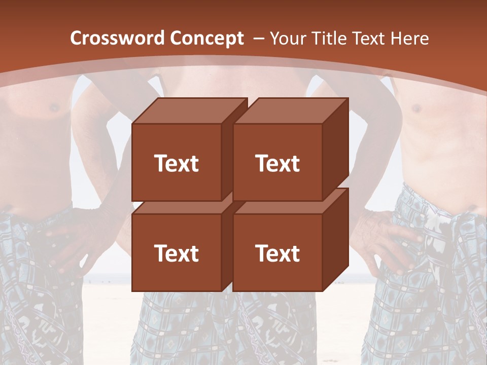 A Man With No Shirt Standing In Front Of Three Other Men PowerPoint Template
