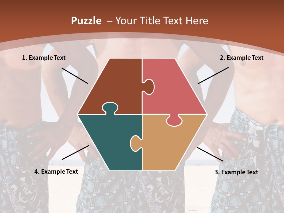 A Man With No Shirt Standing In Front Of Three Other Men PowerPoint Template