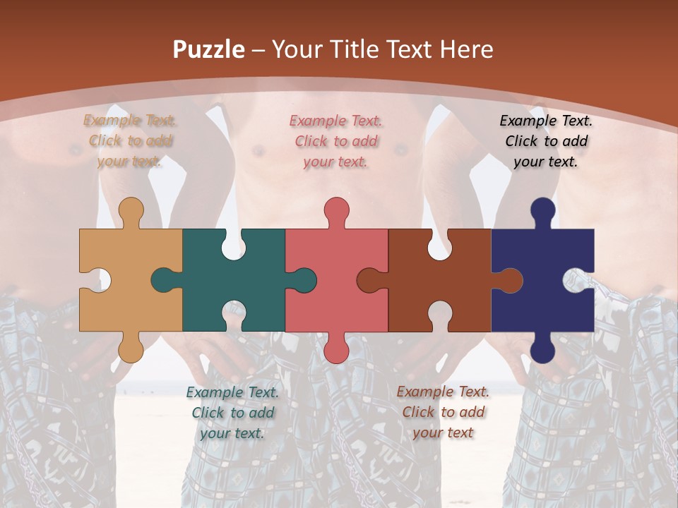 A Man With No Shirt Standing In Front Of Three Other Men PowerPoint Template