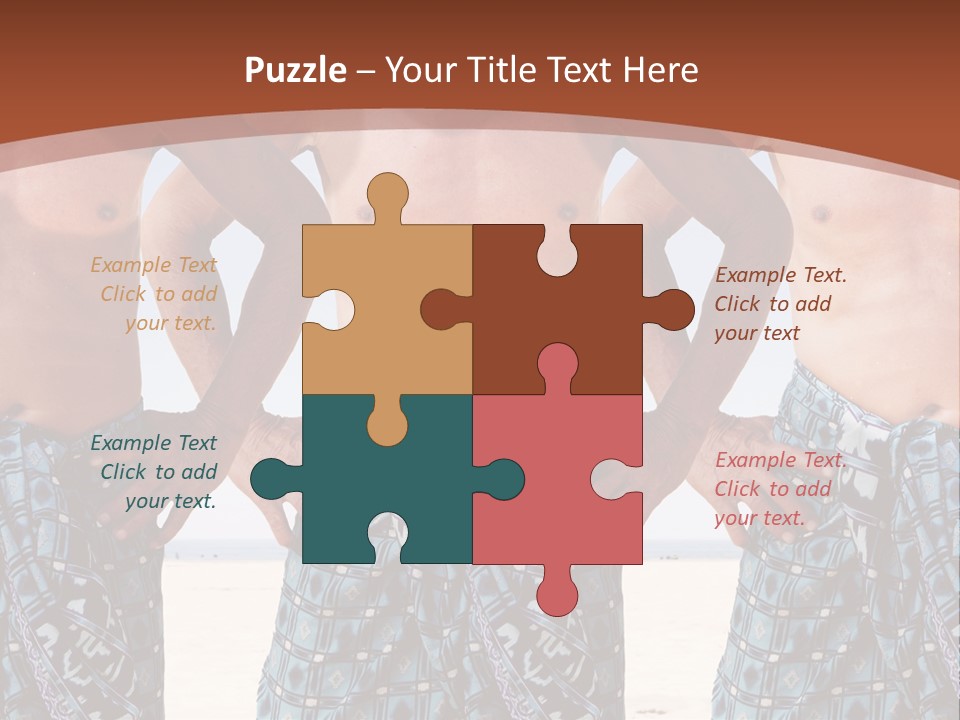 A Man With No Shirt Standing In Front Of Three Other Men PowerPoint Template