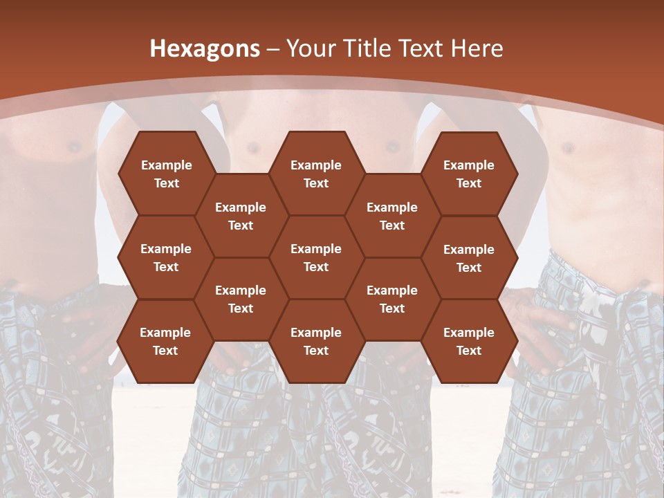 A Man With No Shirt Standing In Front Of Three Other Men PowerPoint Template