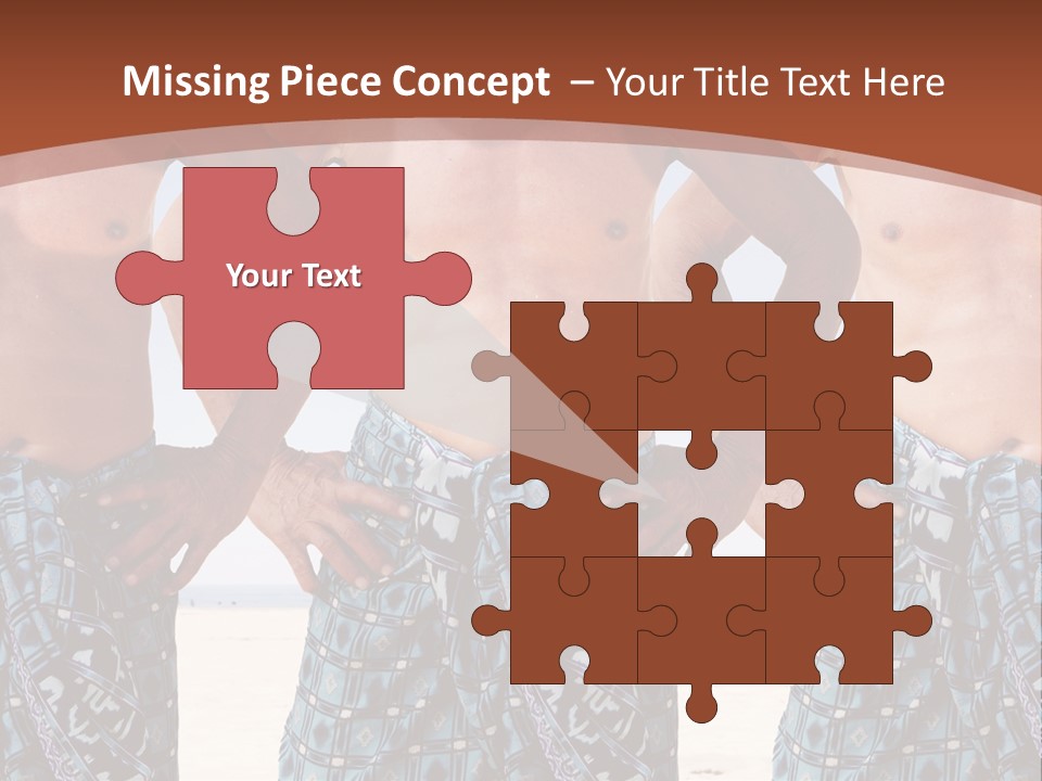 A Man With No Shirt Standing In Front Of Three Other Men PowerPoint Template