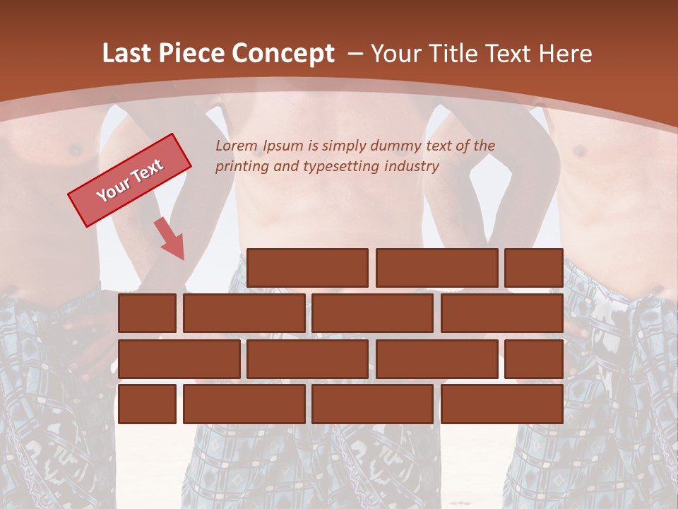 A Man With No Shirt Standing In Front Of Three Other Men PowerPoint Template