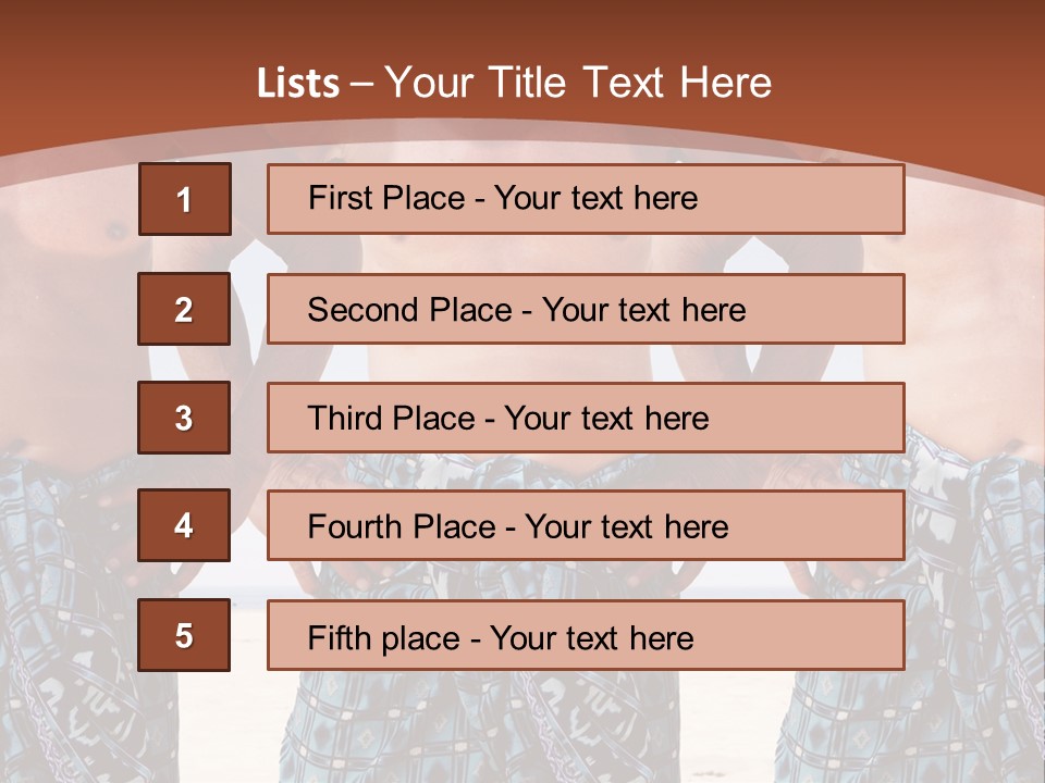 A Man With No Shirt Standing In Front Of Three Other Men PowerPoint Template