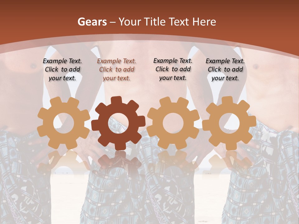 A Man With No Shirt Standing In Front Of Three Other Men PowerPoint Template