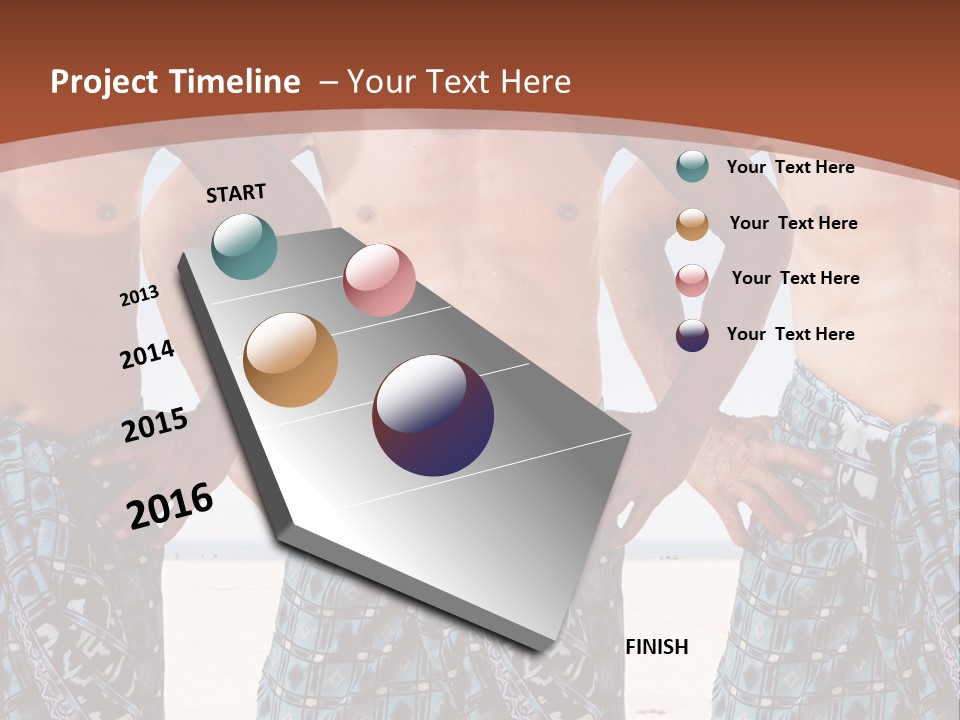 A Man With No Shirt Standing In Front Of Three Other Men PowerPoint Template