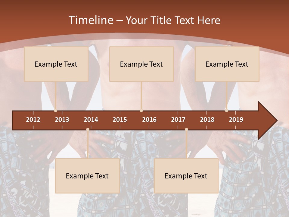 A Man With No Shirt Standing In Front Of Three Other Men PowerPoint Template