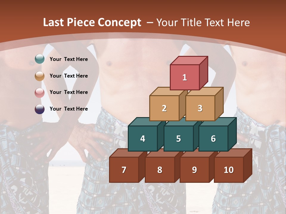 A Man With No Shirt Standing In Front Of Three Other Men PowerPoint Template