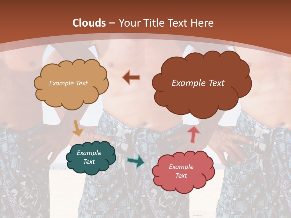 A Man With No Shirt Standing In Front Of Three Other Men PowerPoint Template