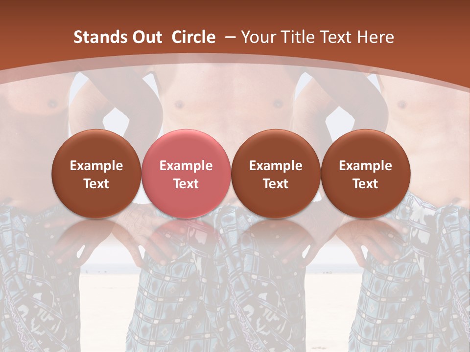 A Man With No Shirt Standing In Front Of Three Other Men PowerPoint Template