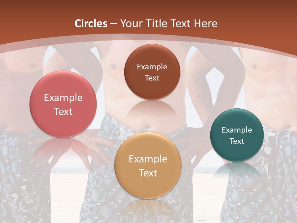 A Man With No Shirt Standing In Front Of Three Other Men PowerPoint Template