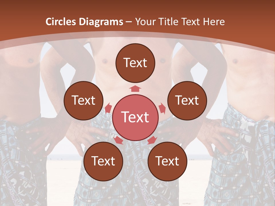 A Man With No Shirt Standing In Front Of Three Other Men PowerPoint Template