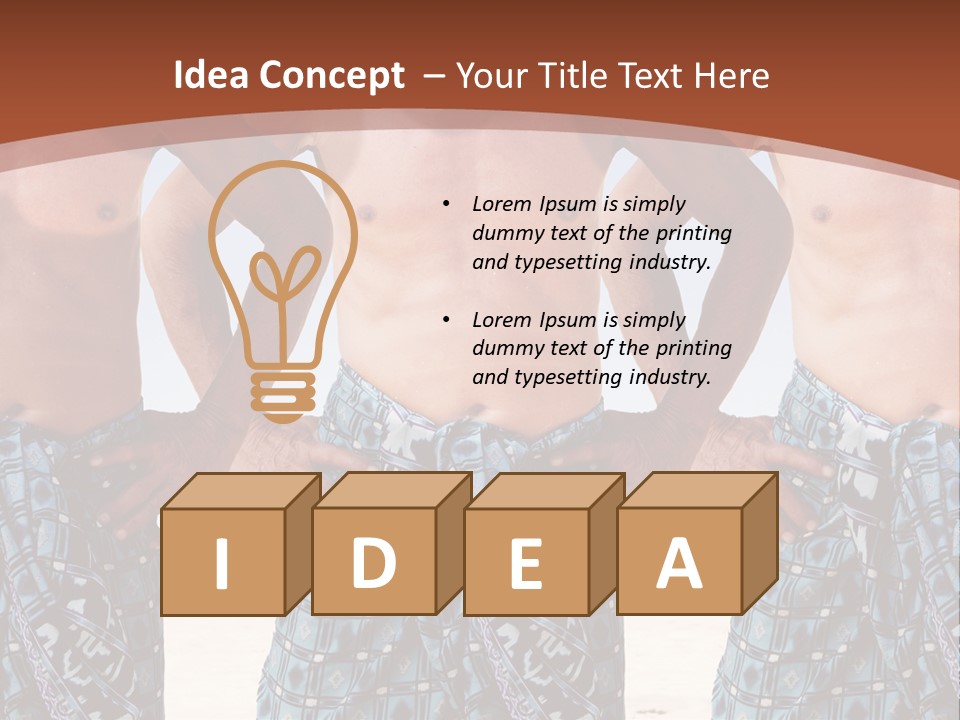 A Man With No Shirt Standing In Front Of Three Other Men PowerPoint Template