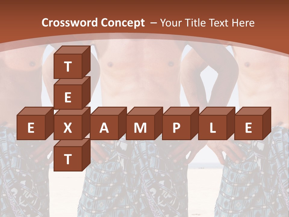 A Man With No Shirt Standing In Front Of Three Other Men PowerPoint Template