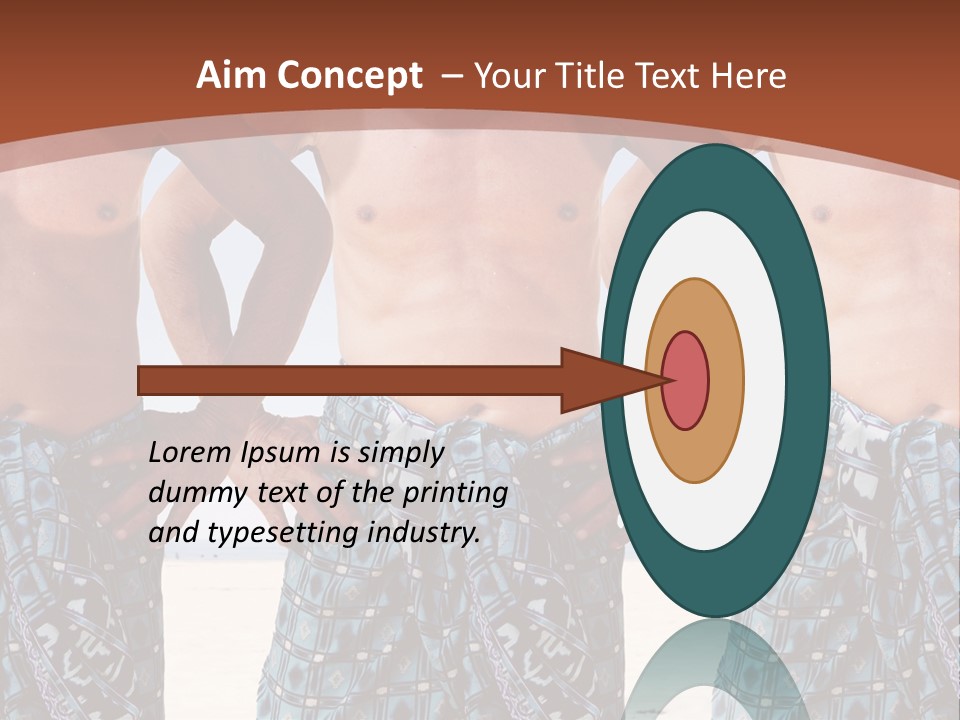 A Man With No Shirt Standing In Front Of Three Other Men PowerPoint Template