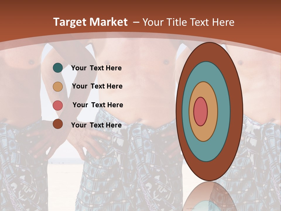 A Man With No Shirt Standing In Front Of Three Other Men PowerPoint Template