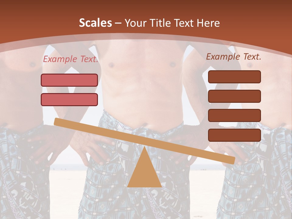 A Man With No Shirt Standing In Front Of Three Other Men PowerPoint Template