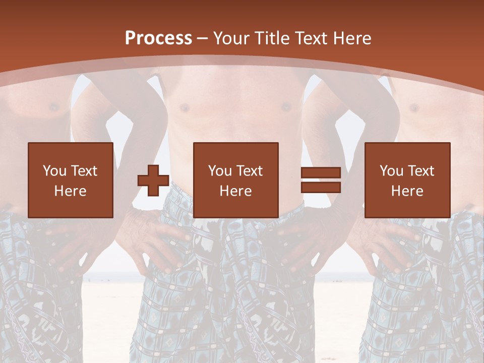 A Man With No Shirt Standing In Front Of Three Other Men PowerPoint Template