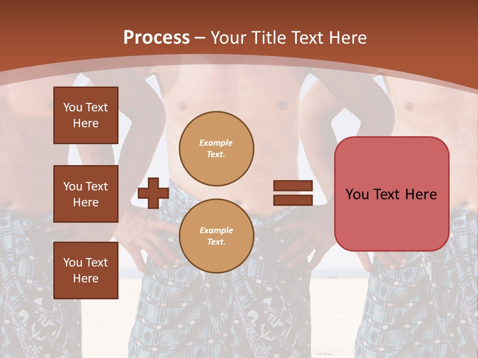 A Man With No Shirt Standing In Front Of Three Other Men PowerPoint Template