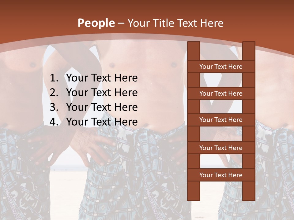 A Man With No Shirt Standing In Front Of Three Other Men PowerPoint Template