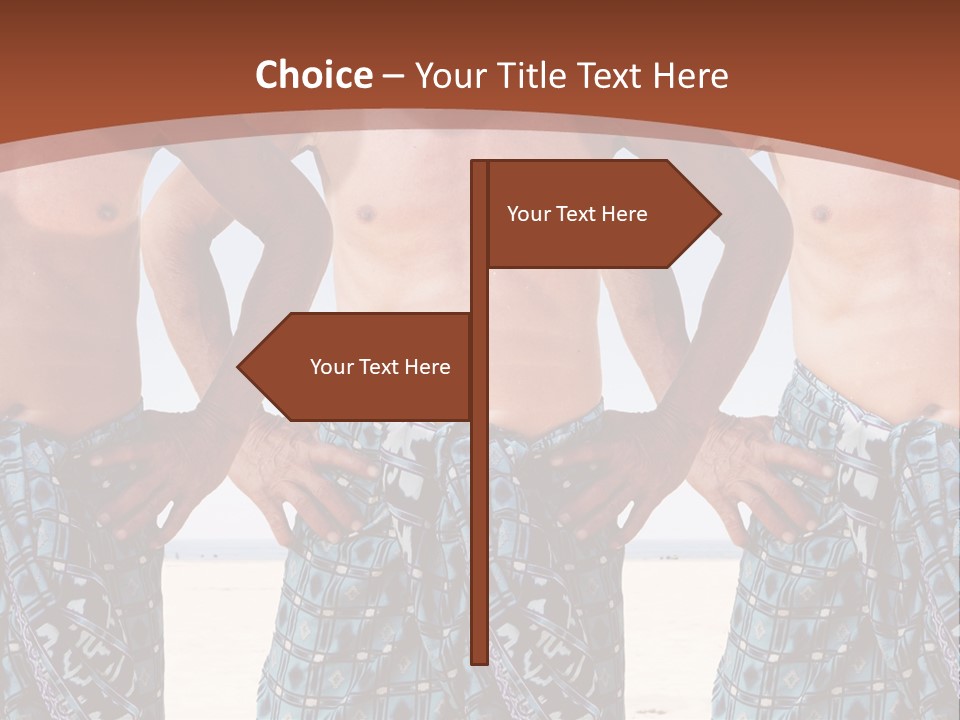 A Man With No Shirt Standing In Front Of Three Other Men PowerPoint Template