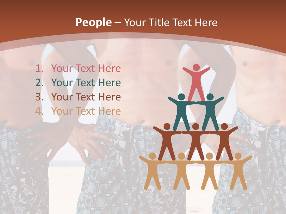 A Man With No Shirt Standing In Front Of Three Other Men PowerPoint Template