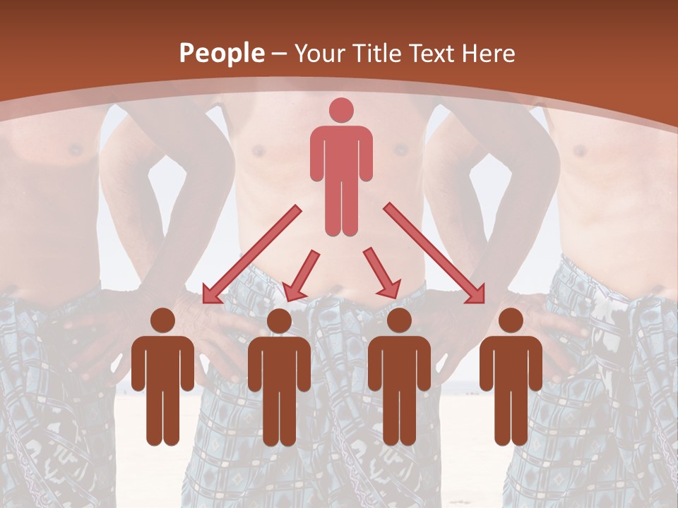 A Man With No Shirt Standing In Front Of Three Other Men PowerPoint Template