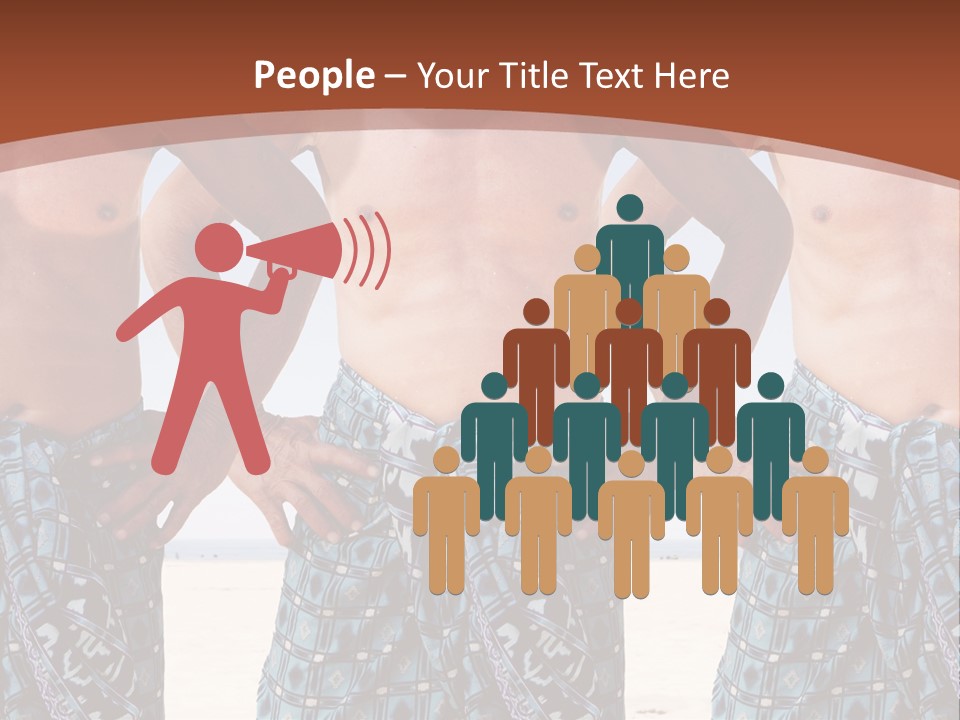 A Man With No Shirt Standing In Front Of Three Other Men PowerPoint Template