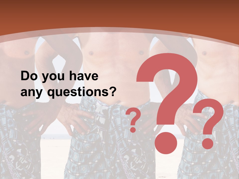 A Man With No Shirt Standing In Front Of Three Other Men PowerPoint Template