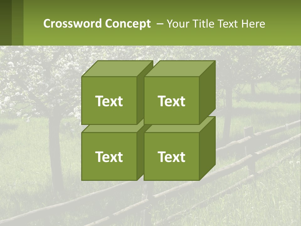 A Field Of Trees With A Fence In The Foreground PowerPoint Template