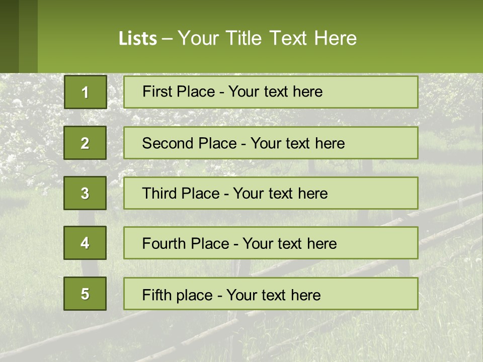 A Field Of Trees With A Fence In The Foreground PowerPoint Template