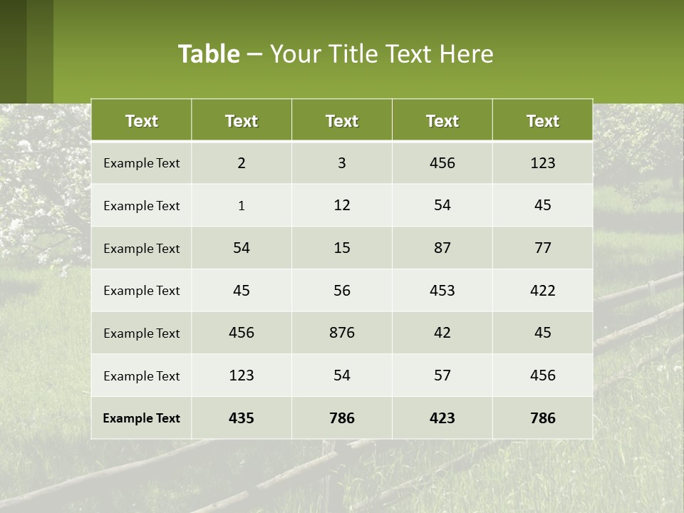 A Field Of Trees With A Fence In The Foreground PowerPoint Template