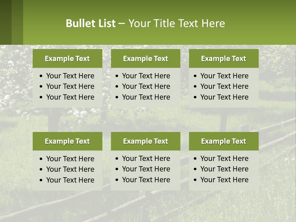 A Field Of Trees With A Fence In The Foreground PowerPoint Template