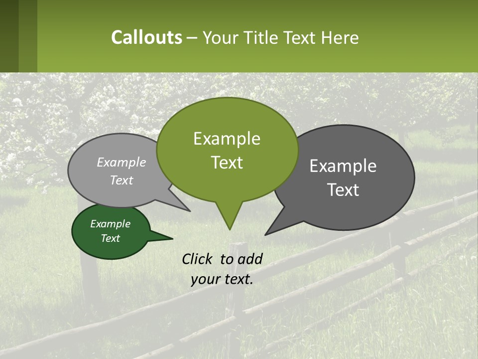 A Field Of Trees With A Fence In The Foreground PowerPoint Template
