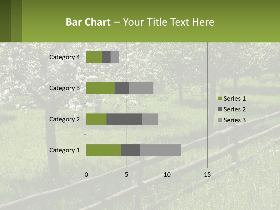 A Field Of Trees With A Fence In The Foreground PowerPoint Template