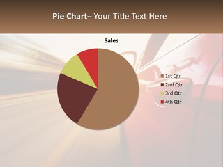 A Red Car Driving Down A Highway With The Sun Shining Through The Windshield PowerPoint Template