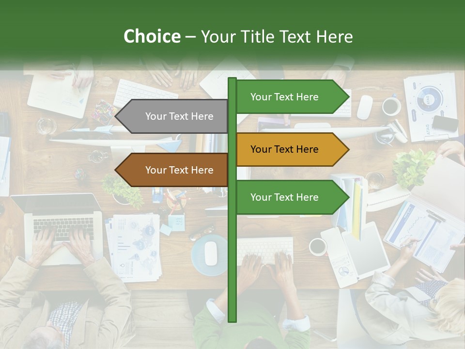 A Group Of People Sitting At A Table Working On Laptops PowerPoint Template