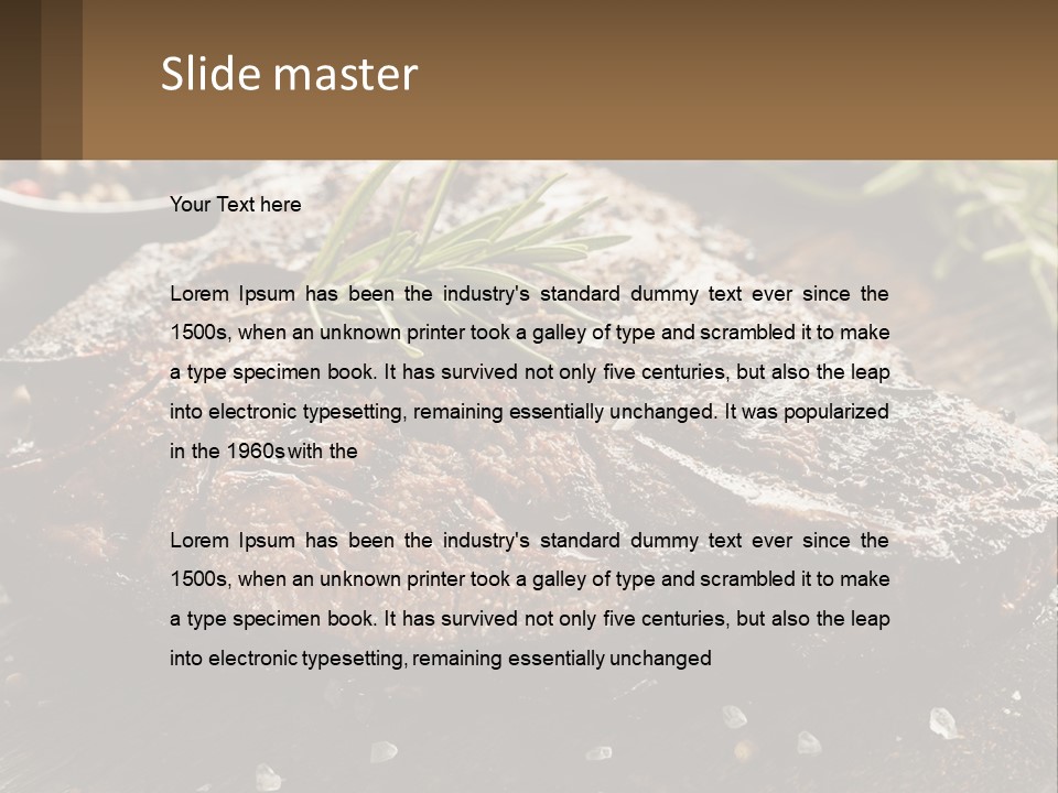 A Piece Of Steak With A Sprig Of Rosemary On Top Of It PowerPoint Template
