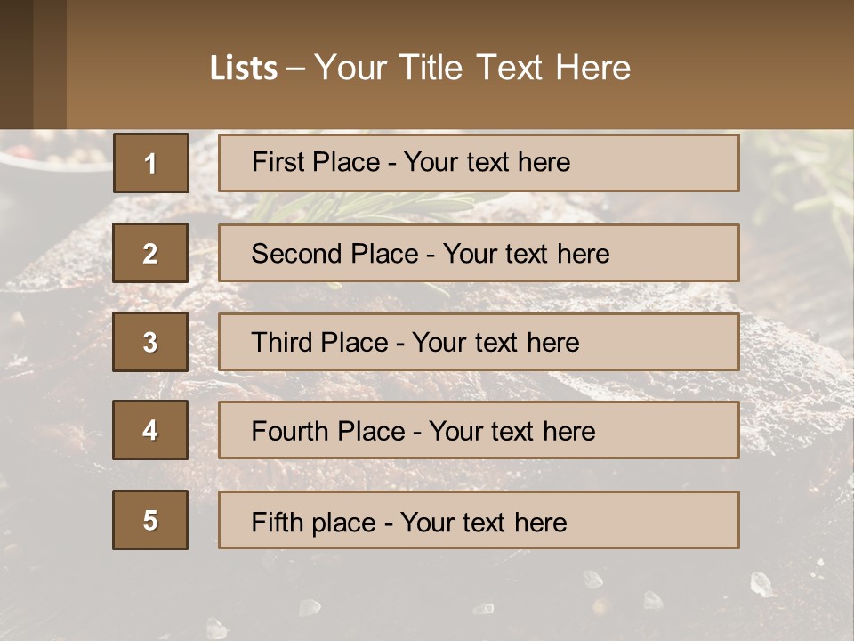 A Piece Of Steak With A Sprig Of Rosemary On Top Of It PowerPoint Template