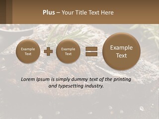 A Piece Of Steak With A Sprig Of Rosemary On Top Of It PowerPoint Template