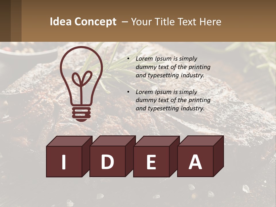 A Piece Of Steak With A Sprig Of Rosemary On Top Of It PowerPoint Template