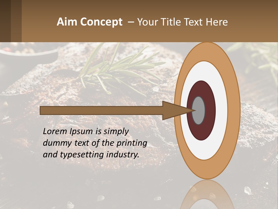A Piece Of Steak With A Sprig Of Rosemary On Top Of It PowerPoint Template