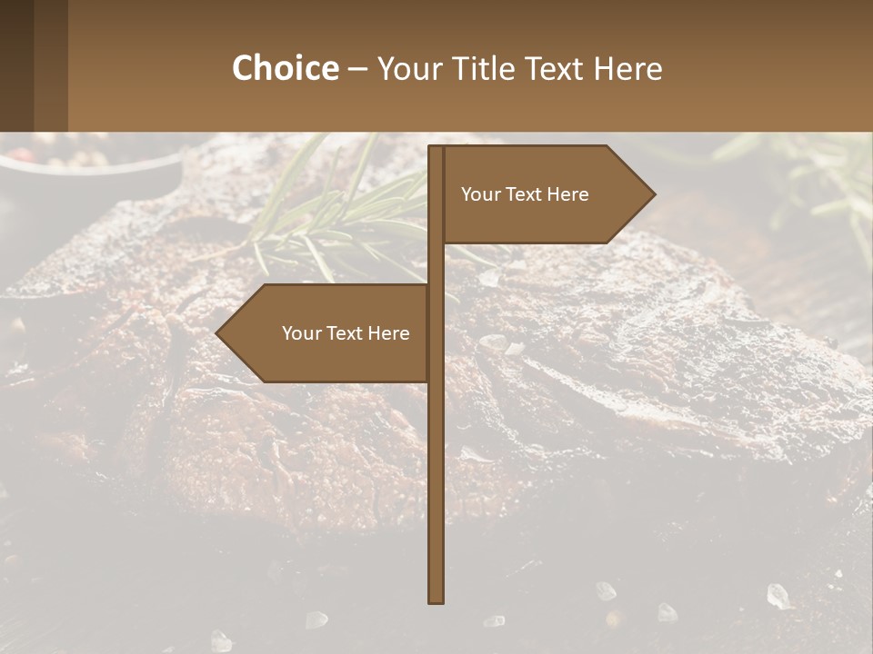 A Piece Of Steak With A Sprig Of Rosemary On Top Of It PowerPoint Template