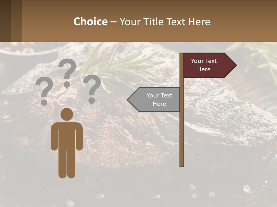 A Piece Of Steak With A Sprig Of Rosemary On Top Of It PowerPoint Template