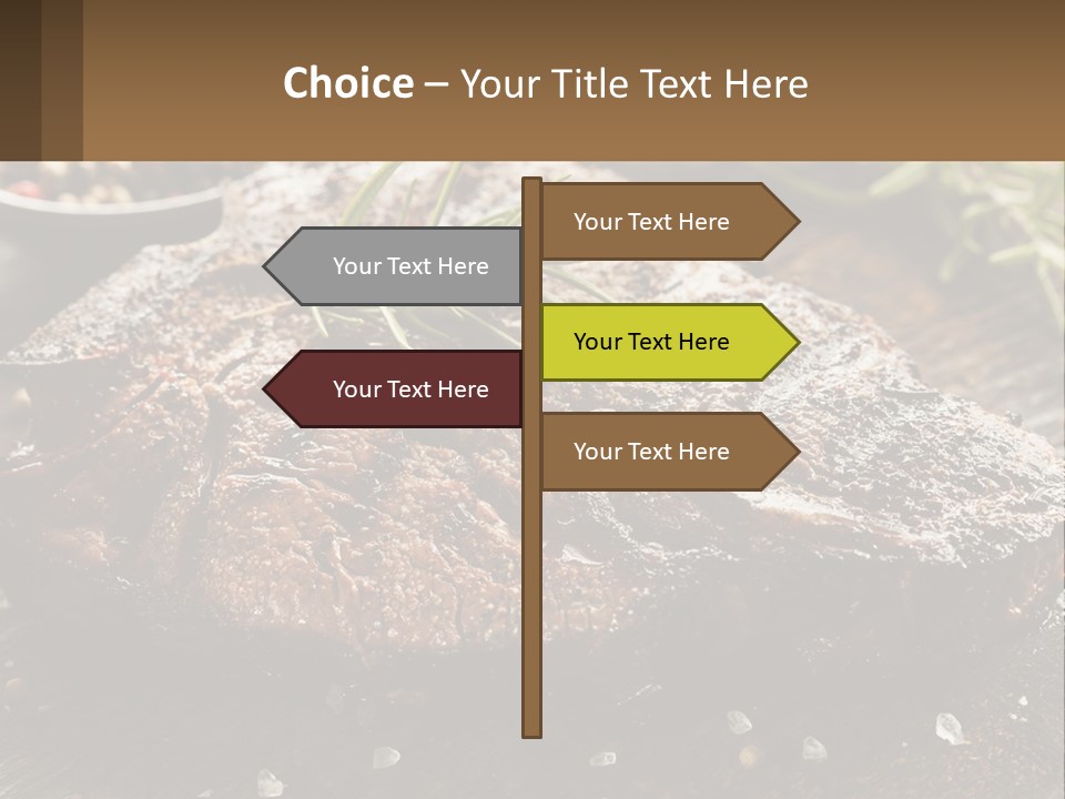 A Piece Of Steak With A Sprig Of Rosemary On Top Of It PowerPoint Template
