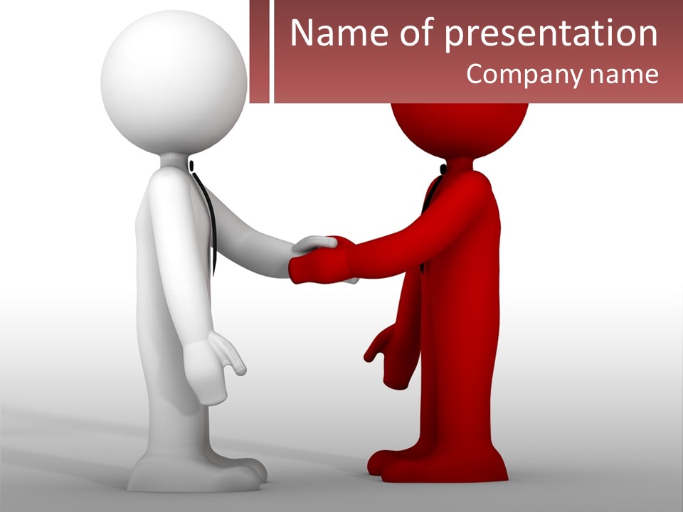 A Person Shaking Another Person's Hand In Front Of A Sign PowerPoint Template