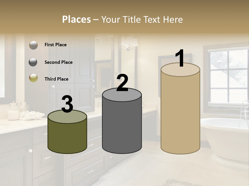 A Bathroom With A Tub, Sink, And Mirror PowerPoint Template