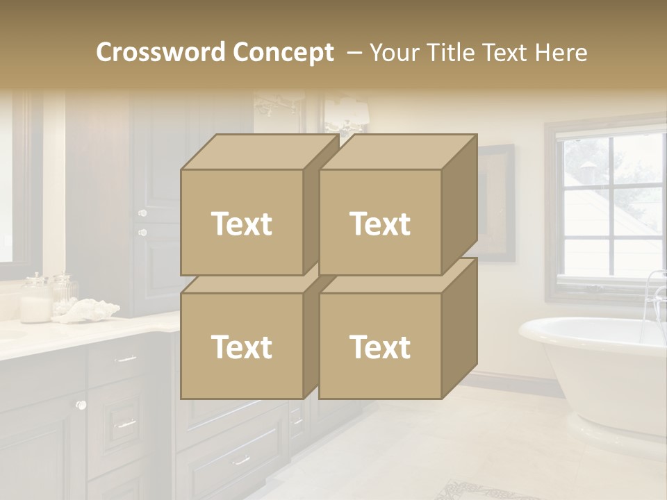 A Bathroom With A Tub, Sink, And Mirror PowerPoint Template